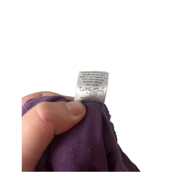 Twirly Girl Girls‎ Knee Length Collared Velvet Dress 12 Purple Pink Long Sleeve - Picture 5 of 5